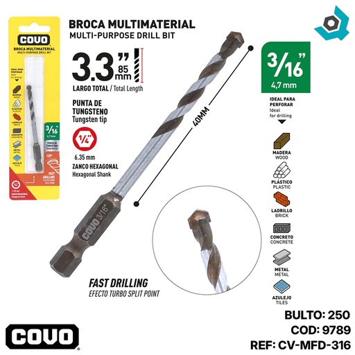 [9789] MECHA 3/16" MULTIMATERIAL COVO