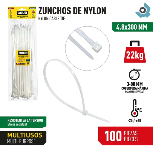 [9794] TIRRAJE NYLON BLANCO 4.8-300MM COVO