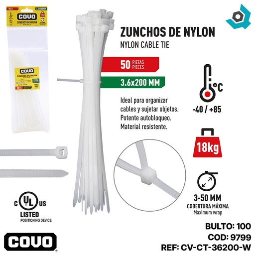 [9799] TIRRAJE NYLON BLANCO 3.6-200MM COVO