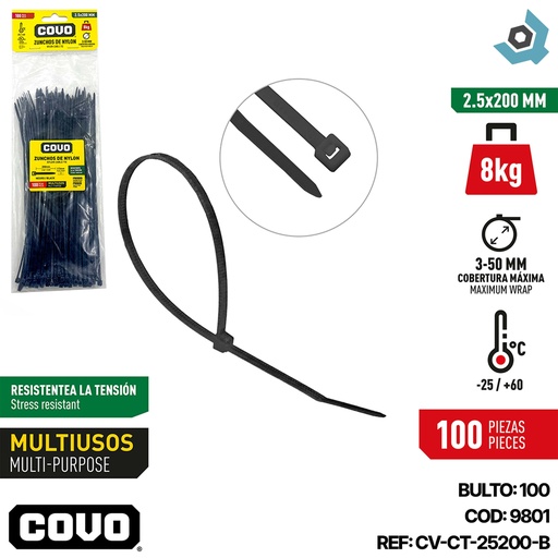 [9801] TIRRAJE NYLON NEGRO 2.5-200MM COVO