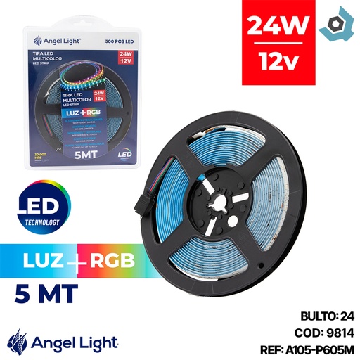 [9814] TIRA DE LUZ LED 5M 24W 12V CON CONTROL ANGEL LIGHT