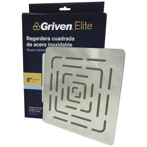 [9815] REGADERA PARA BANO CUADRADA 8" GRIVEN ELITE