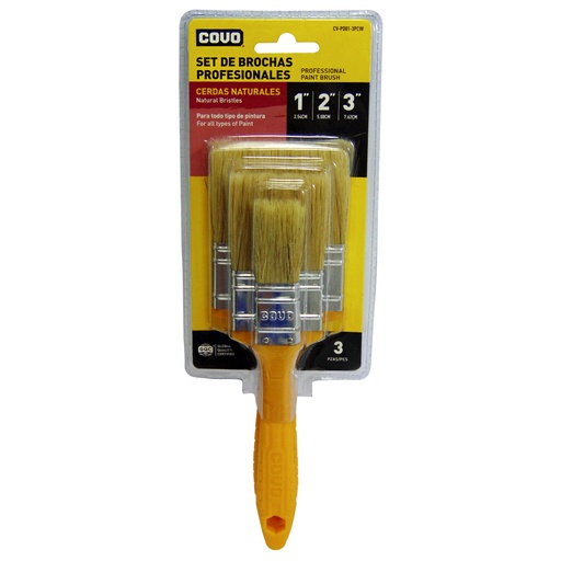 [9827] JUEGO DE BROCHAS PARA PINTAR 3 PIEZAS BLANCO COVO