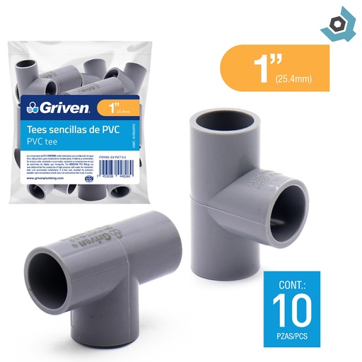 [9839] TEE PVC 1" SENCILLA CXCXC GRIS GRIVEN