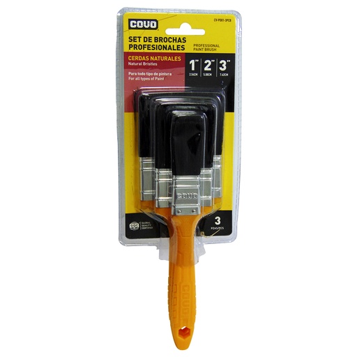 [9846] JUEGO DE BROCHAS PARA PINTAR 3 PIEZAS NEGRO COVO