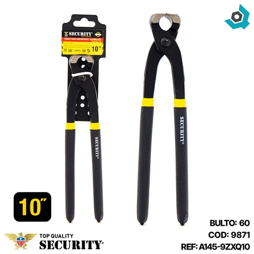 [9871] TENAZA 10" PARA CARPINTERIA Y ALBANILERIA SECURITY
