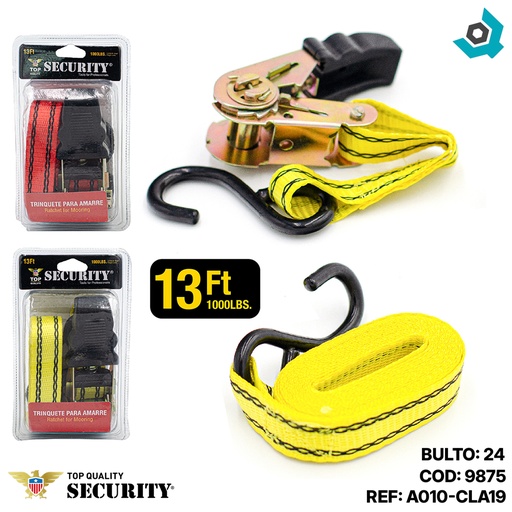 [9875] CORREA DE AMARRE CON TRINQUETE 4MT SECURITY