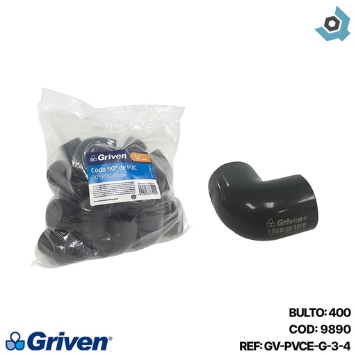 [9890] CODO 90GR PVC 3/4" CXC GRIS GRIVEN