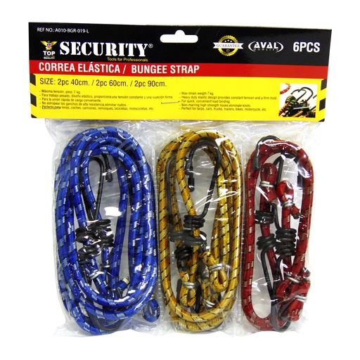 [9924] CUERDA ELASTICA PARA EQUIPAJE 6 PIEZAS SECURITY