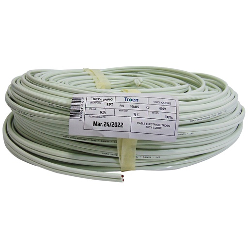 [9949] CABLE ELECTRICO 10 AWG DUPLEX 100M BLANCO TROEN