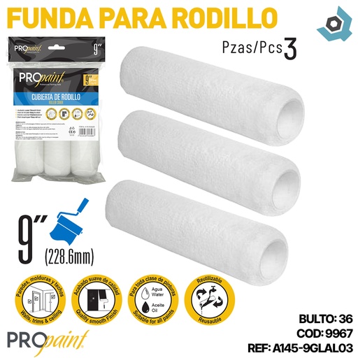[9967] FUNDA PARA RODILLO 3 PIEZAS PRO PAINT