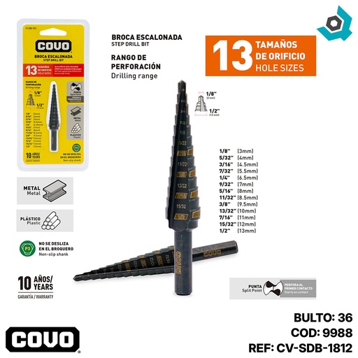 [9988] MECHA 1/4" MULTIMATERIAL ESCALONADA COVO