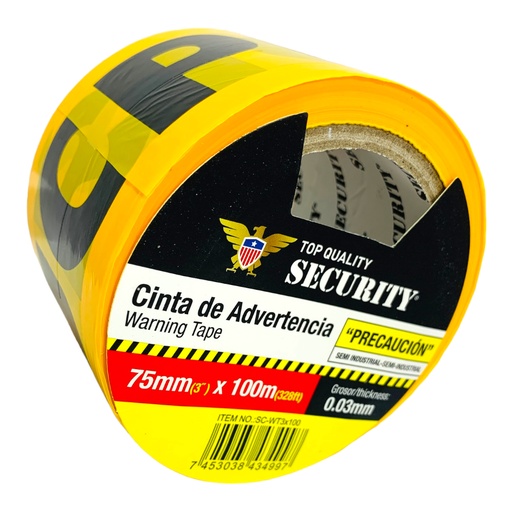 [11180] CINTA DE ADVERENCIA 3" X 100 METROS SECURITY