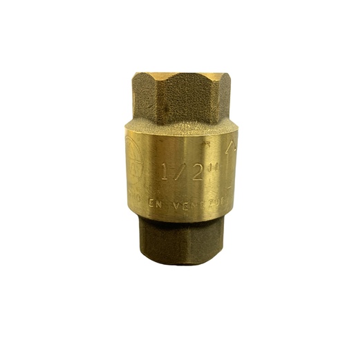 [11047] VALVULA CHEQUE 1/2" BRONCE VERTICAL CON RESORTE METALES ALEADOS