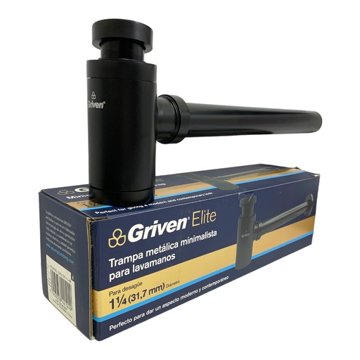 [11144] SIFON PARA LAVAMANOS 1 1/4" METALICO NEGRO GRIVEN ELITE