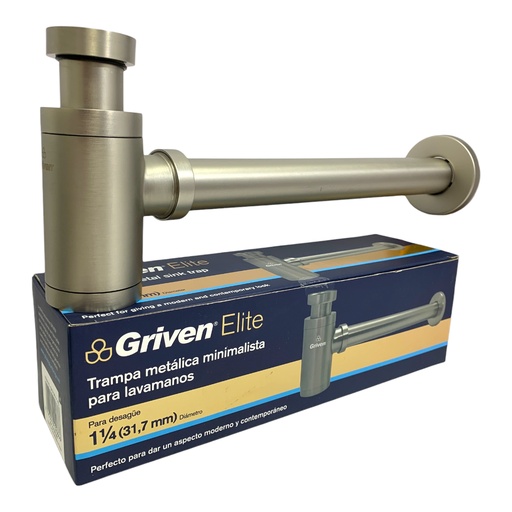 [11143] SIFON PARA LAVAMANOS 1 1/4" METALICO SATINADO GRIVEN ELITE