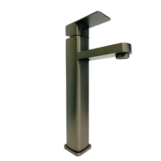 [11114] GRIFERIA MONOMANDO PARA LAVAMANOS CUELLO ALTO GRIS METALICO GRIVEN GUN METAL