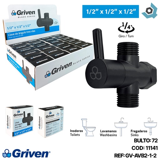 [11141] LLAVE DE ARRESTO 1/2" NEGRA GRIVEN BLACK