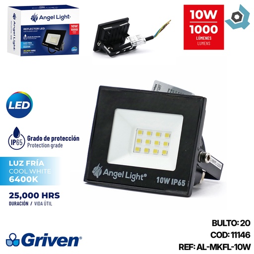 [11146] REFLECTOR LED 10W LUZ FRIA 6400K ANGEL LIGHT
