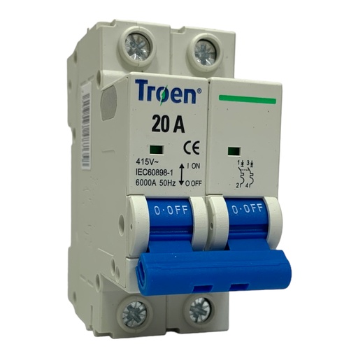 [11163] BREAKER TERMOMAGNETICO 20A 2P TIPO EUROPEO TROEN