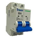 BREAKER TERMOMAGNETICO 32A 2P TIPO EUROPEO TROEN