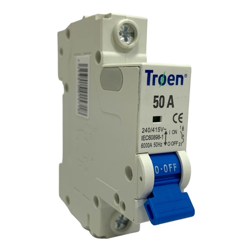 [11194] BREAKER TERMOMAGNETICO 50A 1P TIPO EUROPEO TROEN