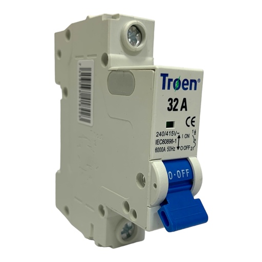 [11215] BREAKER TERMOMAGNETICO 32A 1P TIPO EUROPEO TROEN