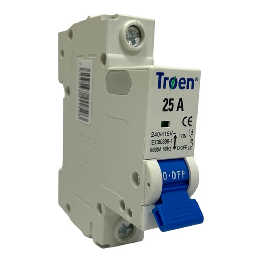 [11216] BREAKER TERMOMAGNETICO 25A 1P TIPO EUROPEO TROEN