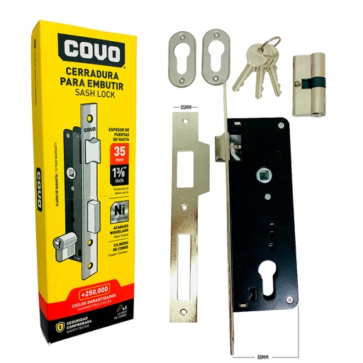 [11293] CERRADURA PARA EMBUTIR 35MM NIQUELADO COVO