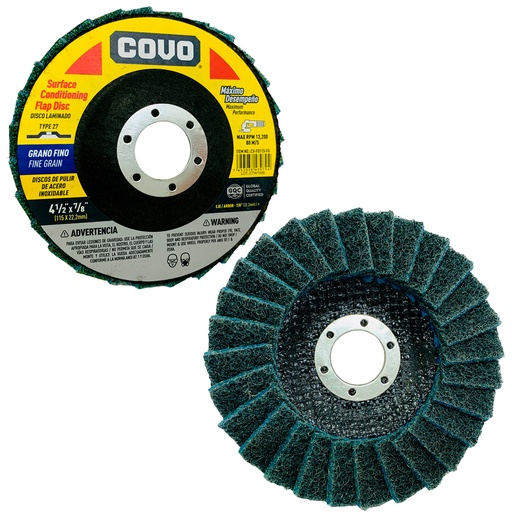 [11298] DISCODE ABRASIVO 4 1/2" GRANO FINO PARA PULIR DE ACERO INOXIDABLE COVO