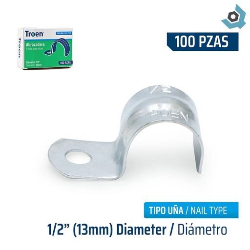 [11304] ABRAZADERAS 1/2" 100 PIEZAS TROEN