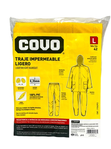 [11380] TRAJE IMPERMEABLE LIGERO 2 PIEZAS TALLA L COVO