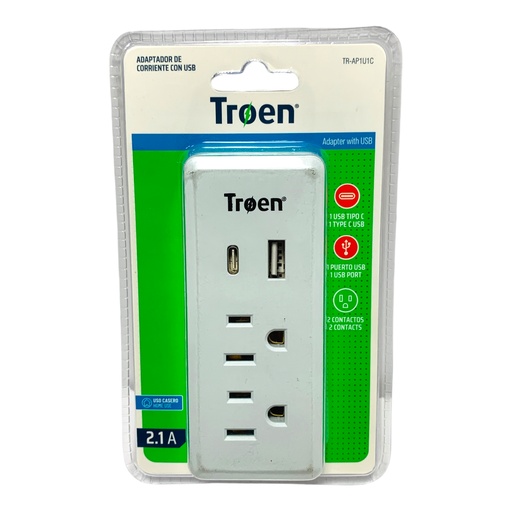 [11399] ADAPTADOR DE PARED CON ENTRADA USB Y TIPO C TROEN