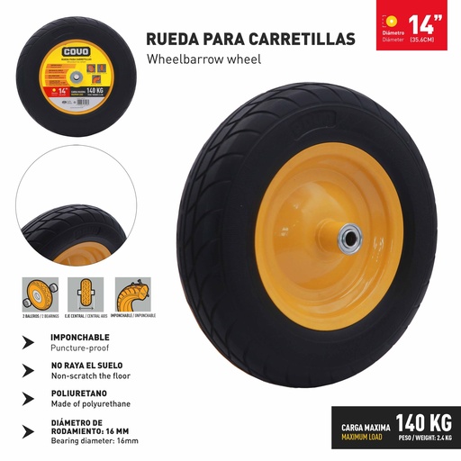 [11605] RUEDA 14" PARA CARRETILLAS IMPONCHABLE COVO