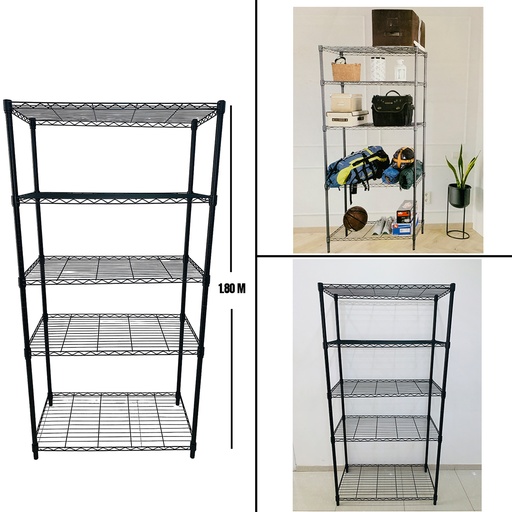 [11636] ESTANTE DE METAL NEGRO 1.80M