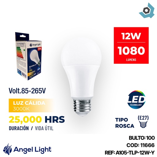 [11666] BOMBILLO LED 12W LUZ CALIDA ANGEL LIGHT