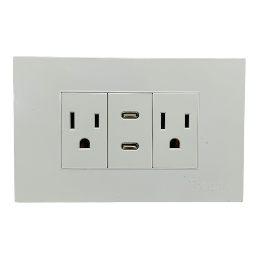 [11671] TOMACORRIENTE DOBLE CON 2 TIPO C BLANCO TROEN