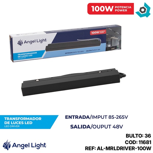 [11681] TRANSFORMADOR PARA RIEL MAGNETICO 100W ANGEL LIGHT