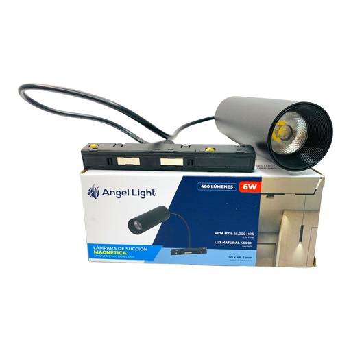 [11686] LAMPARA LED PARA RIEL MAGNETICO 6W 4000K NEGRO ANGEL LIGHT