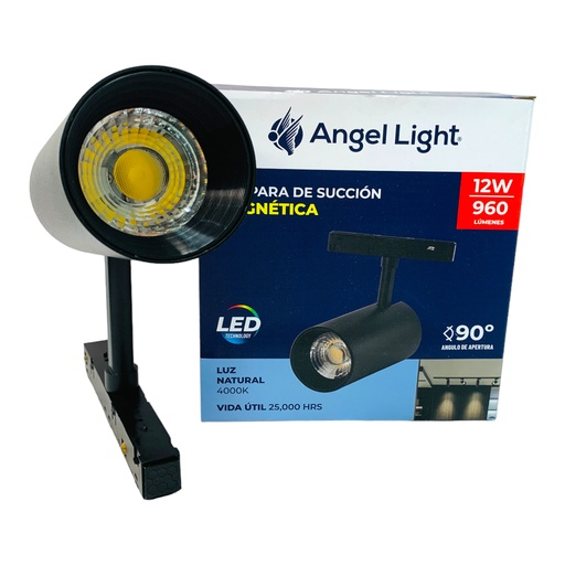 [11690] LAMPARA LED PARA RIEL MAGNETICO 12W 4000K NEGRO ANGEL LIGHT