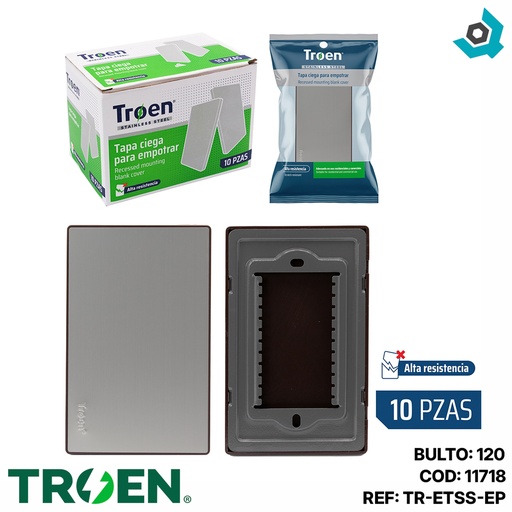 [11718] TAPA CIEGA PARA EMPOTRAR ACERO INOXIDABLE TROEN