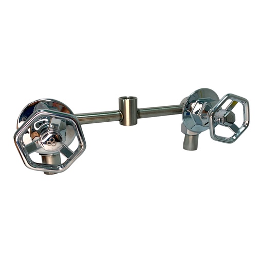 [11729] LLAVE DOBLE PARA DUCHA 1/2" CROMADO ACERO INOXIDABLE GRIVEN