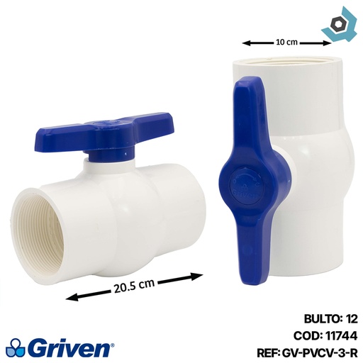[11744] VALVULA 3" DE PVC CON ROSCA GRIVEN