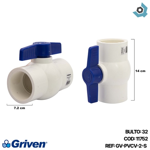 [11752] VALVULA 2" DE PVC SIN ROSCA GRIVEN
