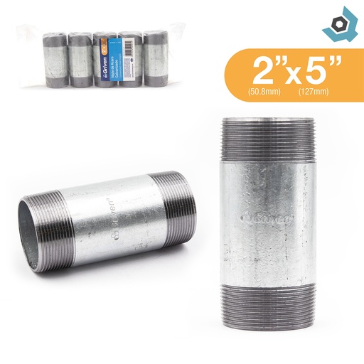 [11761] NIPLE 2" X 5" DE ACERO GALVANIZADO GRIVEN