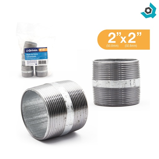 [11765] NIPLE 2" X 2" DE LARGO DE ACERO GALVANIZADO GRIVEN