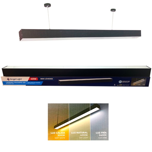 [11782] LAMPARA COLGANTE LED 40W 3 TONOS NEGRO ANGEL LIGHT