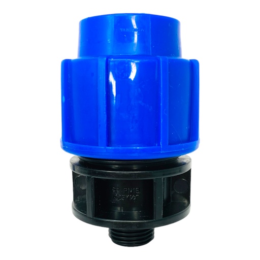 [11945] ADAPTADOR MACHO 25MM SALIDA 1/2" PARA RIEGO PEAD TUBRICA