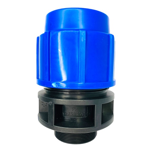 [11955] ADAPTADOR MACHO 75MM SALIDA 2 1/2" PARA RIEGO PEAD TUBRICA