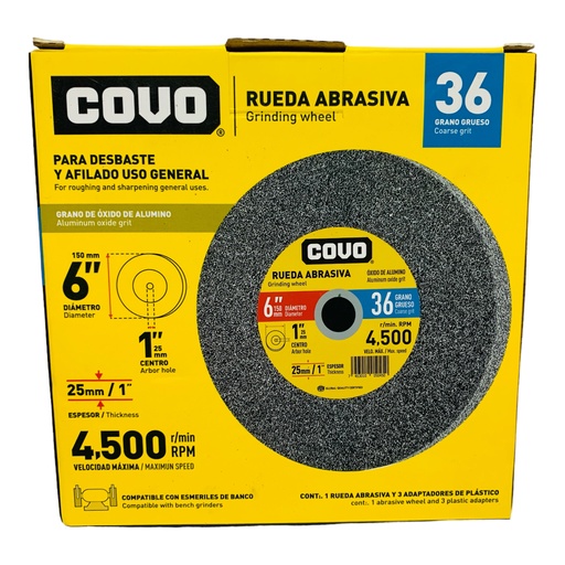 [12108] DISCO ABRASIVO PARA DESBASTE GRANO 36 X 6" X 25MM COVO